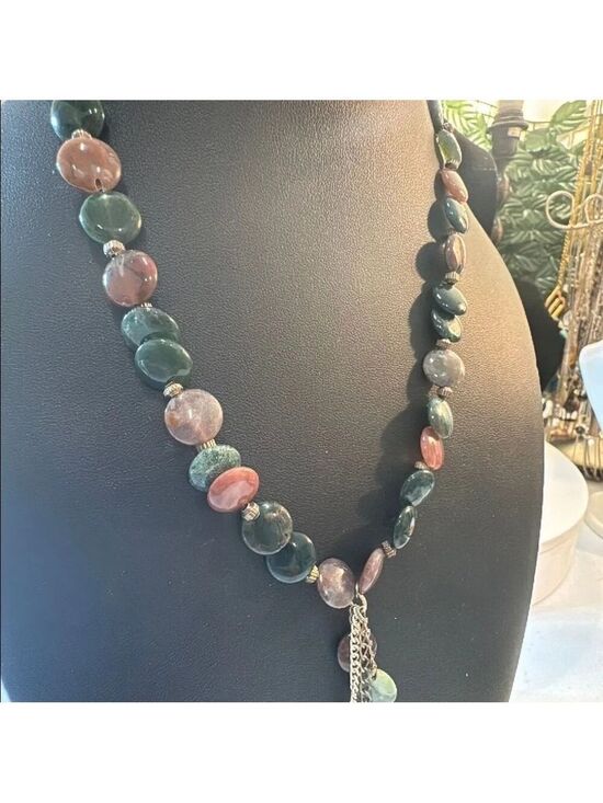 Handmade Jewelry - Indian Agate  Necklace and free Clutch